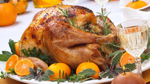 Gala Dinner Appetizing Chicken Turkey Rosemary Tangerine wallpaper
