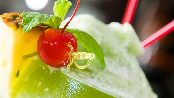 Glass Cocktail Cherry Pineapple Ornaments Wallpaper