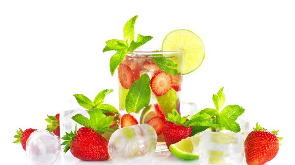 Glass Mint Ice Strawberry Lime Wallpaper