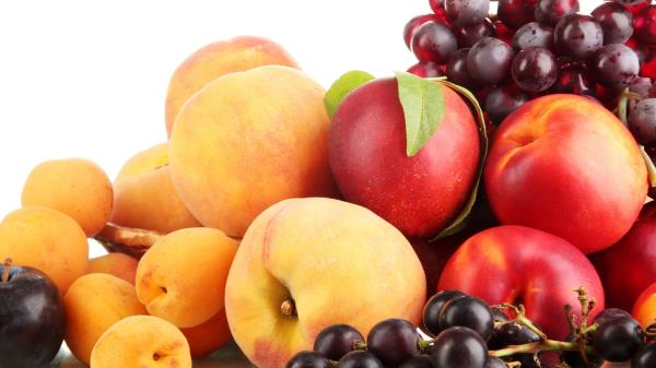 Grapes Peaches Plums wallpaper