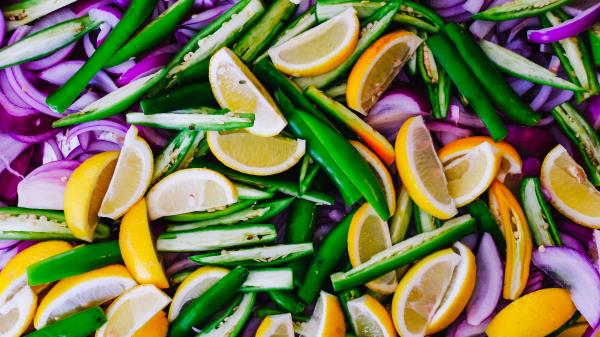 Lemon Pepper Vegetables Fruit wallpaper