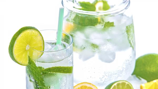 Lemon Water Carafe Lime Mint wallpaper