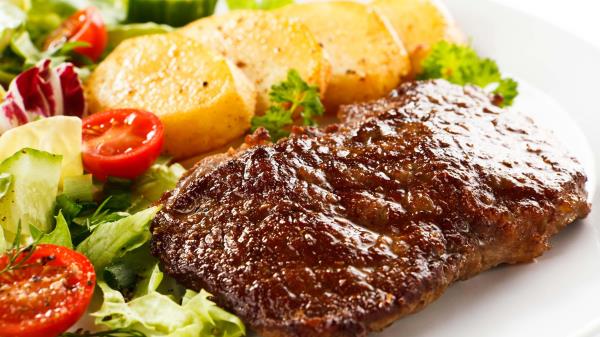 Meat Dish Close Up Salad Potatoes wallpaper