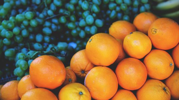 Oranges Grapes Fruit wallpaper