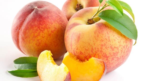 Peaches Cloves Leaves White Background wallpaper