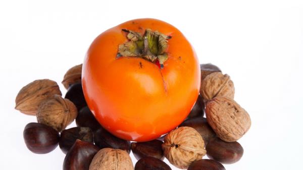 Persimmons Nuts Fruits wallpaper