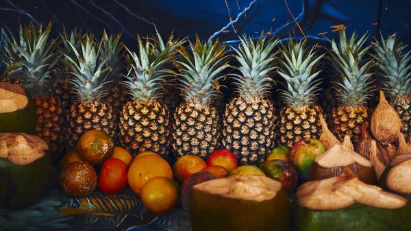 Pineapple Fruit Coconuts wallpaper