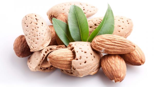 Pistachios Nuts Snack Shells Leaves Heap White Background wallpaper