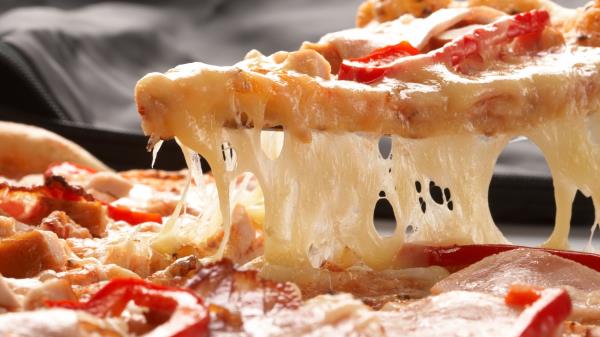 Pizza Cheese Piece Tomatoes Paprika Wallpaper