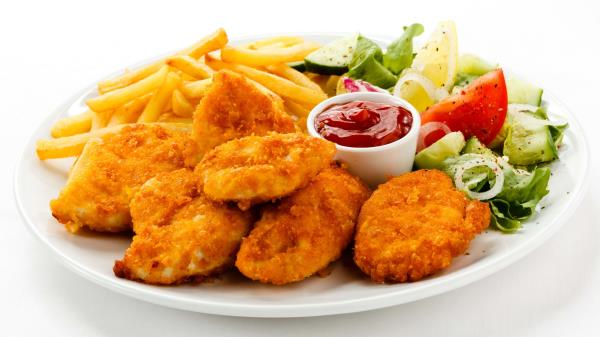 Potatoes Meat Ketchup Salad wallpaper