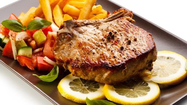 Potatoes Salad Steak Lemon Cloves wallpaper