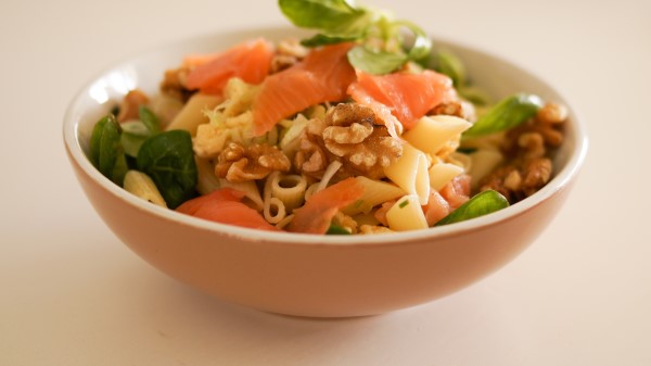 Salad Pasta Meat Vegetables Wallpaper