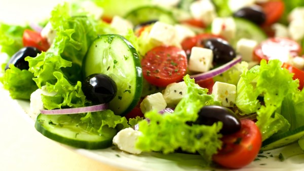 Salad Vegetables Olives Cucumbers Cheese Greek Wallpaper
