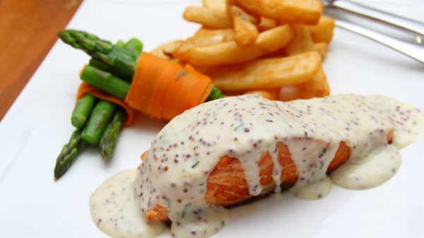 Salmon Meat Sauce Asparagus wallpaper