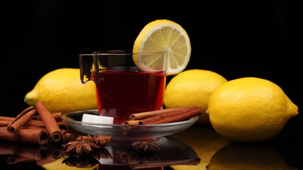 Tea Cup Cinnamon Lemon Black Background Sugar wallpaper