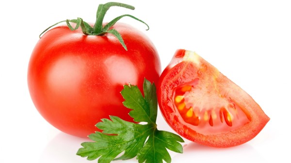 Tomato Cut Parsley White Background wallpaper