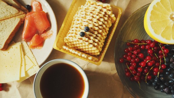 Waffles Tea Lemon Currant Fish Cheese wallpaper