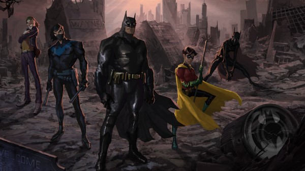 Batman And His Team Artwork T2 Wallpaper