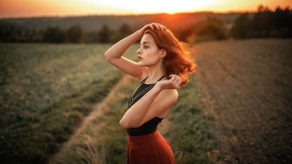 Beautiful Girl In Field 4k wallpaper