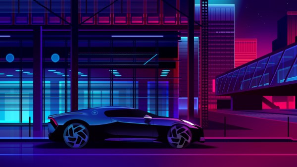 Bugatti Noire Neon Art W9 Wallpaper