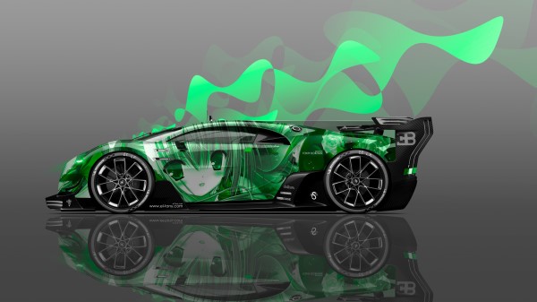 Bugatti Vision Gt Anime Girl Aerography Wallpaper
