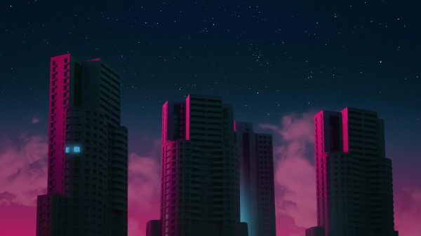 Concrete Buildings Synthwave 4k Wallpaper