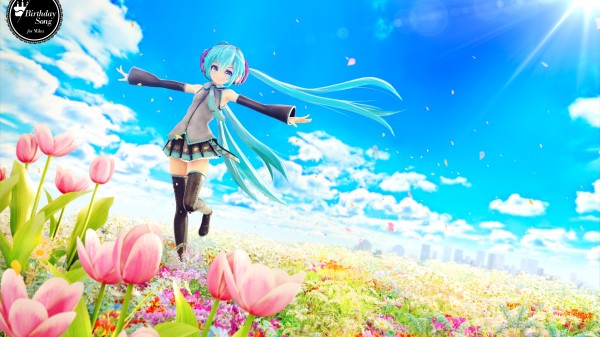 Hatsune Miku Flowers Tulips 5k Wallpaper