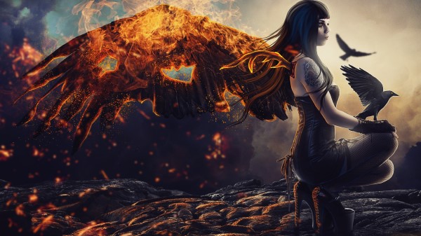 Raven Girl Artwork 5k Wallpaper