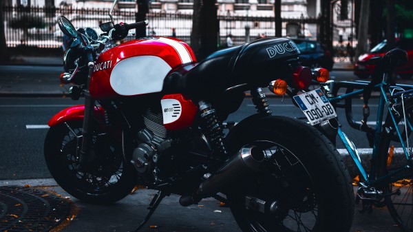 Motorcycle Side View Red Street Wallpaper