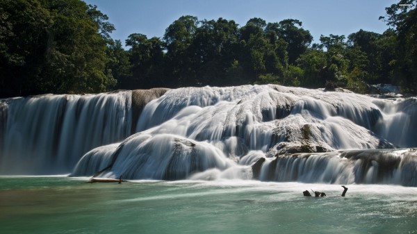 Agua Azul Blue Water Mexico Waterfall Wallpaper