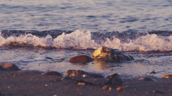 Beach Pebbles Waves Wallpaper
