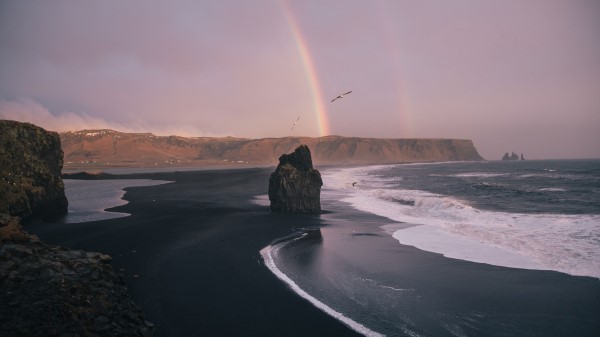 Beach Rocks Rainbow Wallpaper