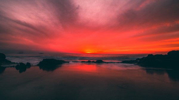 Beach Sunset Sea Wallpaper