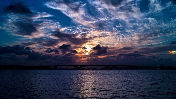 Birds Flight Evening Decline Coast Sea Twilight Wallpaper