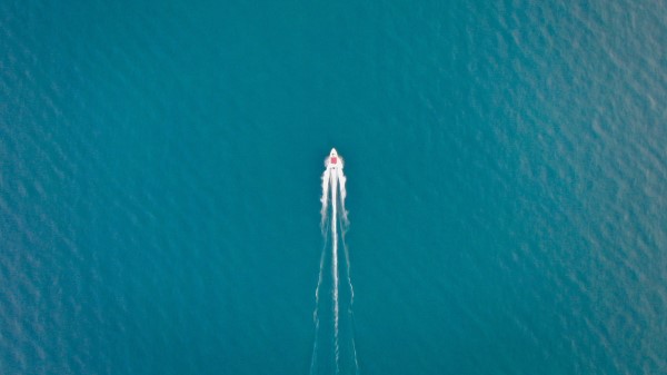 Boat Aerial View Water Wallpaper