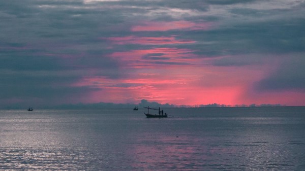 Boat Sunset Sea Wallpaper