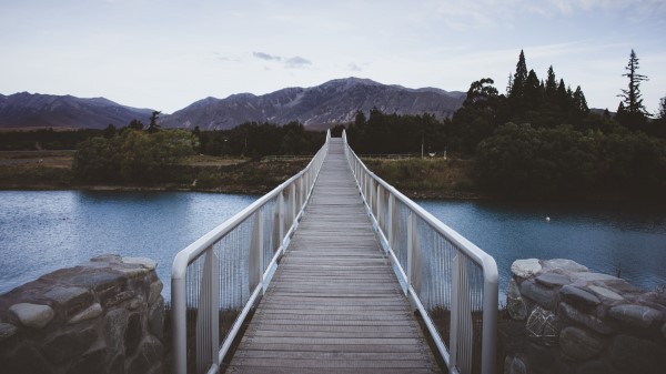 Bridge Mountains River Wallpaper