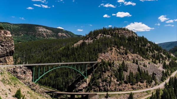 Bridge Mountains Sky Wallpaper