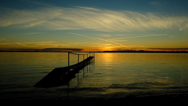 Bridge Sea Sunset Wallpaper