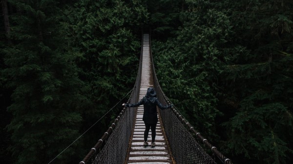 Bridge Suspended Trees People Loneliness Wallpaper