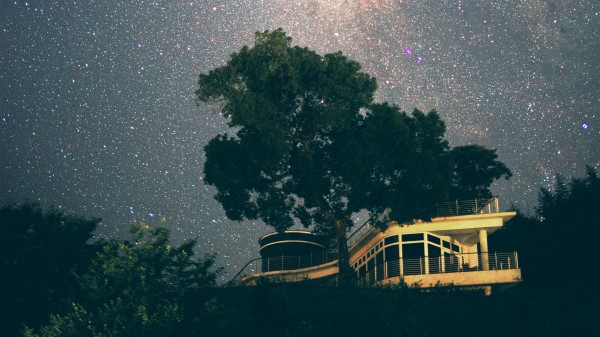 Building Tree Starry Sky Wallpaper