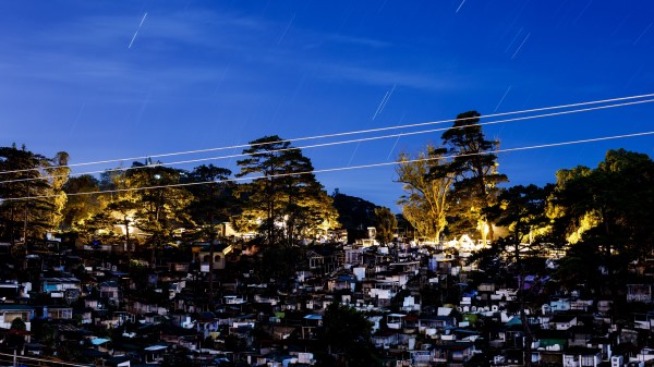 Buildings Night Sky Wallpaper