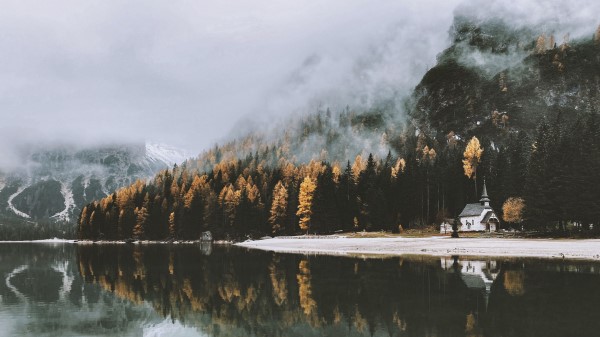 Castle Lake Trees Wallpaper