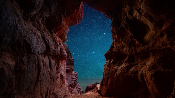 Cave Starry Sky Stars Wallpaper