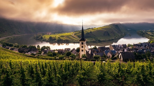 Church Germany River Vineyard Wallpaper Wallpaper