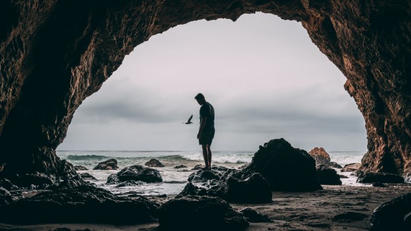 Cliff Loneliness Ocean Wallpaper
