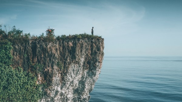 Cliff Silhouette Sea Wallpaper