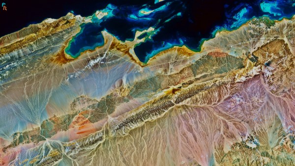 Coast Aerial View Relief Wallpaper