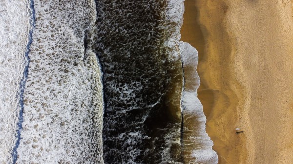 Coast Aerial View Waves Wallpaper