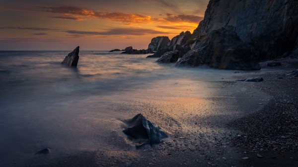 Coast Sunset Rocks Image Wallpaper
